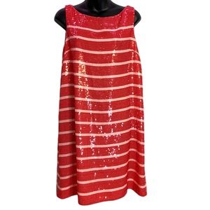 NWT Kate Spade sequin striped shift red cocktail dress originally $598! Size 8